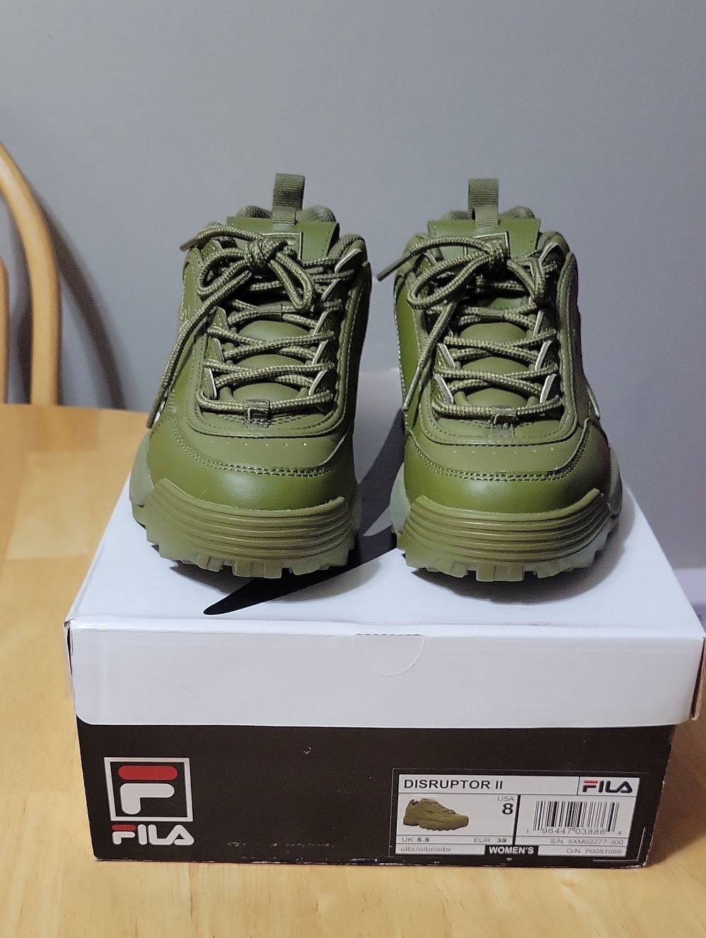 Like New Olive Colored Fila Disruptor Sneakers